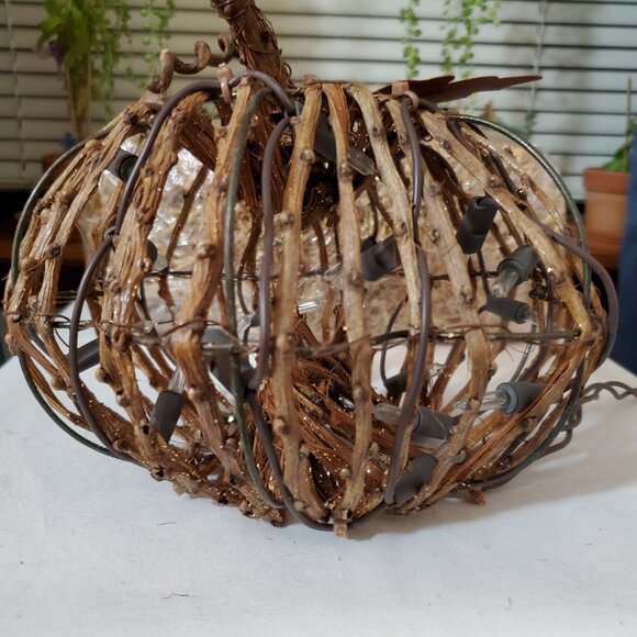 Lighted Grapevine Pumpkin – Autumn, Fall Harvest Décor - Picture 7 of 10